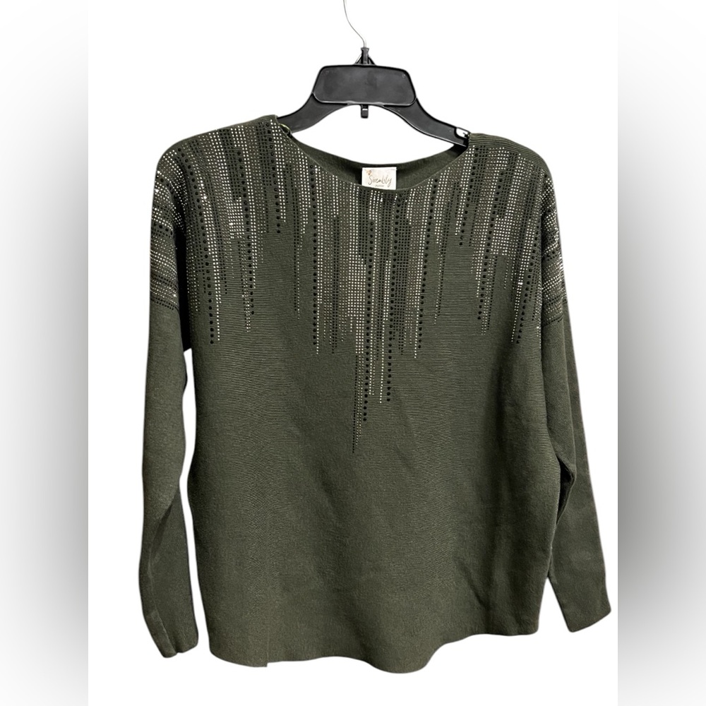 Green Rhinestone Sweater